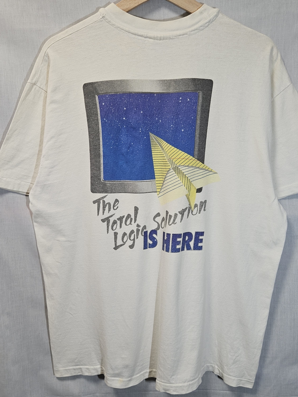 Rare Vintage UK Stock Exchange Hanes White Single Stitch Tee sz L
